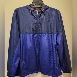 Hawk & Co Sport Jacket Mens XXL Full Zip Windbreaker Hoodie Blue & Black